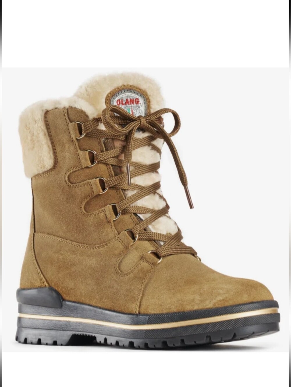 Olang Women'e Meribel Waterproof Shearling Winter Boots Spike Grip Size 40 US 9